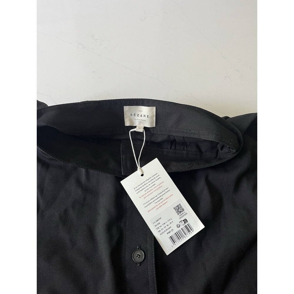 Sezane Black Clarine Skirt Size 2 - EUR 34 Pockets Button Front NWT - Picture 4 of 7